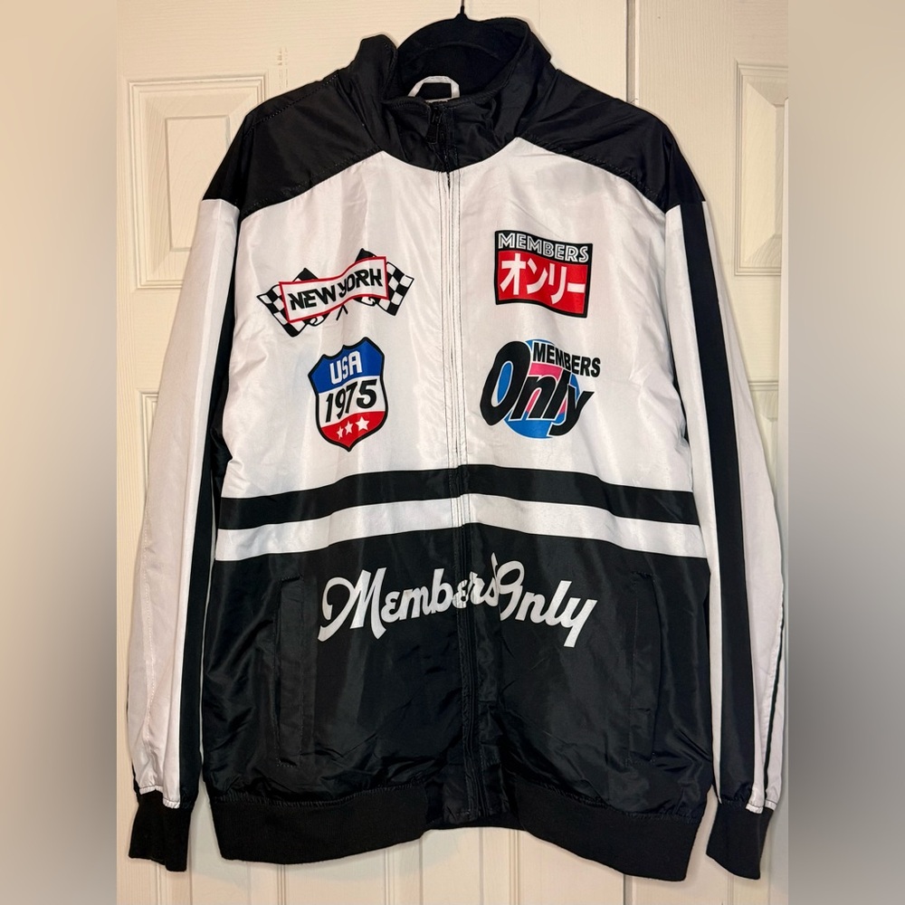 Members Only Black and White Windbreaker